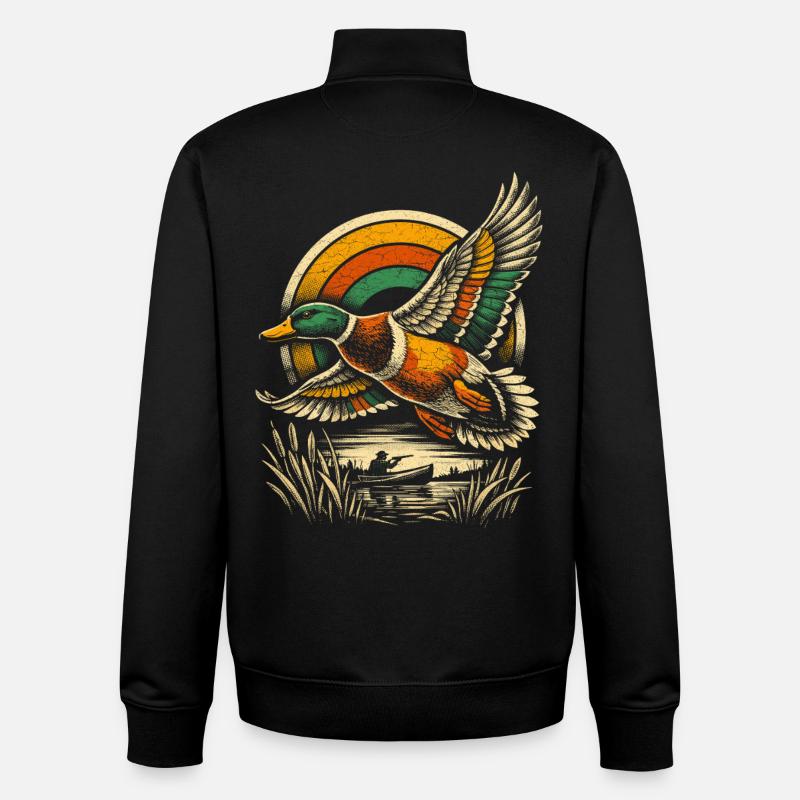 duck shooting - Unisex Organic Zip Sweatshirt by Stanley/Stella - black
