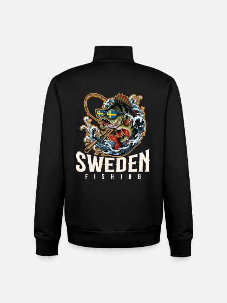 Suède Pêche - Sweat zippé unisexe en coton bio Stanley/Stella - noir