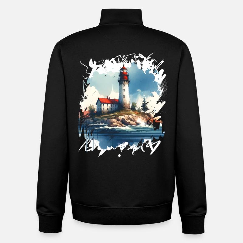 Leuchtturm - Unisex Organic Zip Sweatshirt von Stanley/Stella - Schwarz