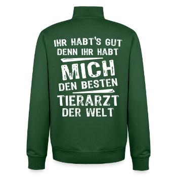 Tierarzt - Unisex Organic Zip Sweatshirt von Stanley/Stella - Flaschengrün - Hinten - AI Model Male 185 dark (185cm)