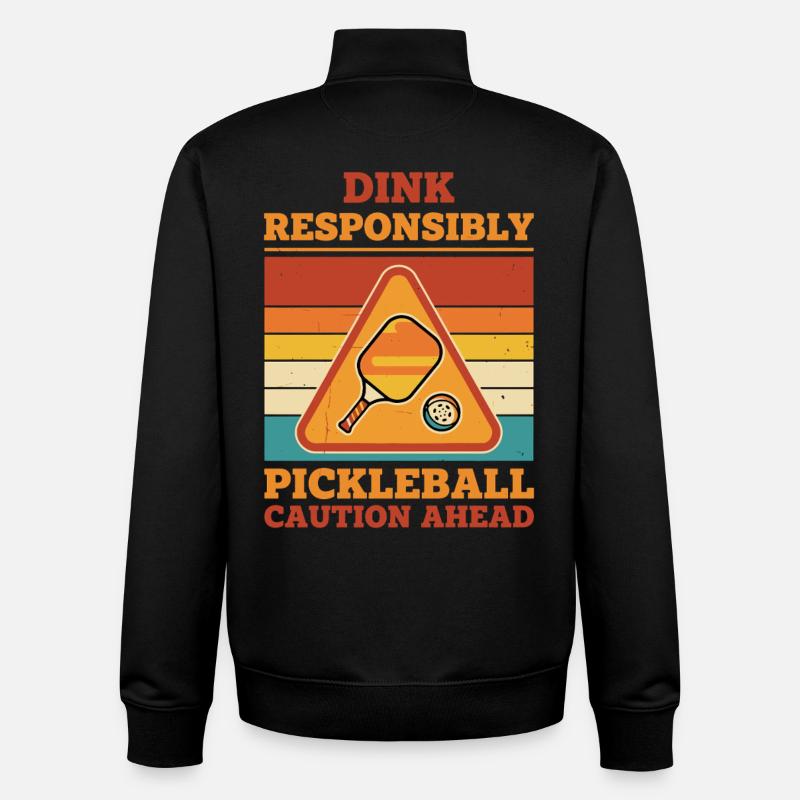 Pickleball Dink Prudent Prudent Drôle - Sweat zippé unisexe en coton bio Stanley/Stella - noir