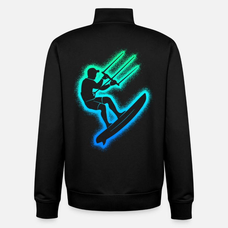 Kitesurf Enfants Hommes Kitesurf - Sweat zippé unisexe en coton bio Stanley/Stella - noir