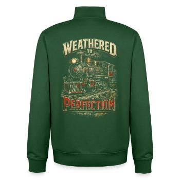 Modelleisenbahn Eisenbahn Weathered To Perfection - Unisex Organic Zip Sweatshirt von Stanley/Stella - Flaschengrün - Hinten - AI Model Male 185 dark (185cm)