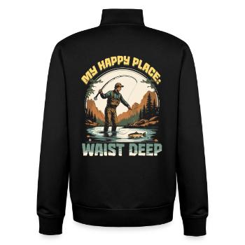 Fly Fishing Fly Anglers - Unisex Organic Zip Sweatshirt by Stanley/Stella - black - Back - AI Model Male 185 light (185cm)