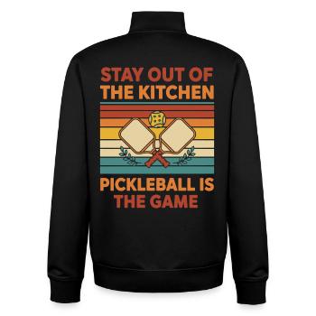 Pickleball ist das Spiel Bleib aus der Küche raus - Unisex Organic Zip Sweatshirt von Stanley/Stella - Schwarz - Hinten - AI Model Male 185 light (185cm)