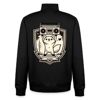 Kitty Boombox Crest - Unisex Organic Zip Sweatshirt by Stanley/Stella - black - Back - AI Model Male 185 light (185cm)
