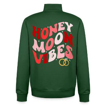 Ambiance lune de miel, mariage de nouvelles mariées - Sweat zippé unisexe en coton bio Stanley/Stella - vert bouteille - Dos - AI Model Male 185 dark (185cm)