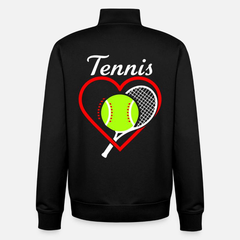Raquette Tennis Heart - Sweat zippé unisexe en coton bio Stanley/Stella - noir