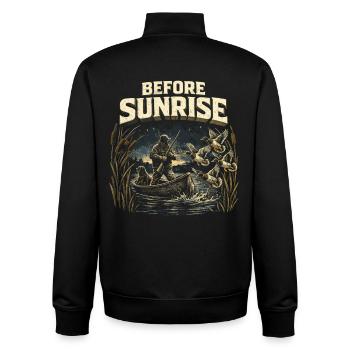 Entenjagd Before Sunrise - Unisex Organic Zip Sweatshirt von Stanley/Stella - Schwarz - Hinten - AI Model Male 185 light (185cm)