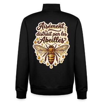 Apiculteur apicultrice abeilles humour apiculture - Sweat zippé unisexe en coton bio Stanley/Stella - noir - Dos - AI Model Male 185 light (185cm)