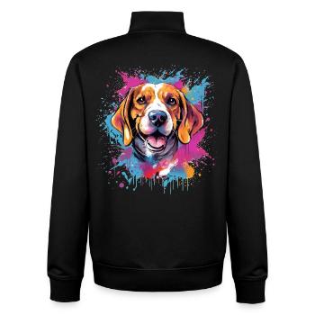 Bunter Beagle Splash Art Dog - Unisex Organic Zip Sweatshirt von Stanley/Stella - Schwarz - Hinten - AI Model Male 185 light (185cm)
