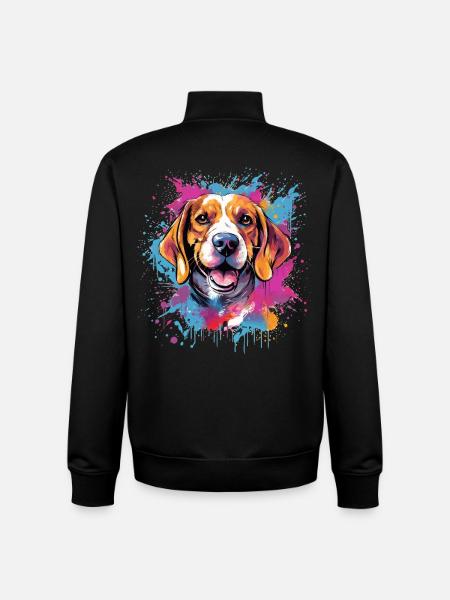Bunter Beagle Splash Art Dog - Unisex Organic Zip Sweatshirt von Stanley/Stella - Schwarz