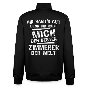 Zimmerer - Unisex Organic Zip Sweatshirt von Stanley/Stella - Schwarz - Hinten - AI Model Male 185 light (185cm)