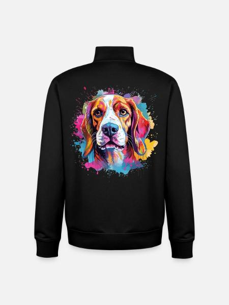 Farbenfroher Hunde-Splash-Art-Beagle - Unisex Organic Zip Sweatshirt von Stanley/Stella - Schwarz