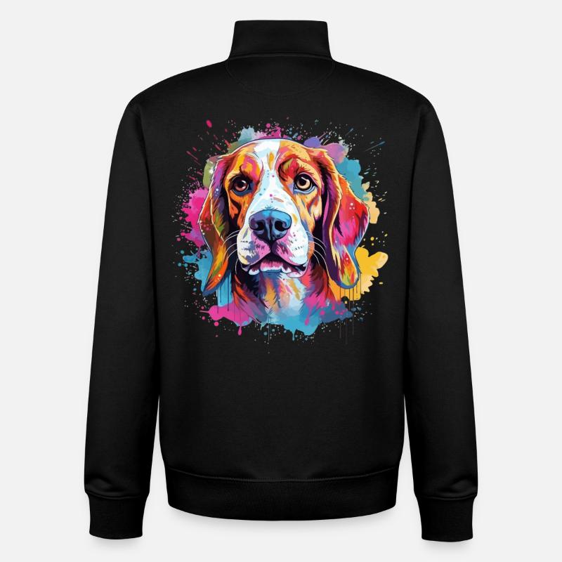 Farbenfroher Hunde-Splash-Art-Beagle - Unisex Organic Zip Sweatshirt von Stanley/Stella - Schwarz