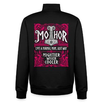 Mothor Wikinger Mutter Thor Hammer Spruch - Unisex Organic Zip Sweatshirt von Stanley/Stella - Schwarz - Hinten - AI Model Male 185 light (185cm)