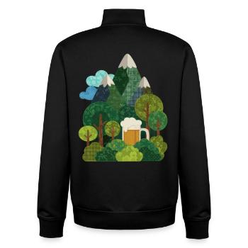 Mountains Hiking Beer Nature - Unisex Organic Zip Sweatshirt by Stanley/Stella - black - Back - AI Model Male 185 light (185cm)