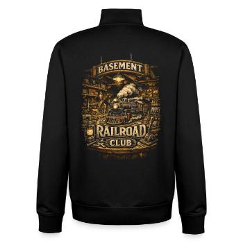 Modelleisenbahn Eisenbahn Basement Railroad Club - Unisex Organic Zip Sweatshirt von Stanley/Stella - Schwarz - Hinten - AI Model Male 185 light (185cm)