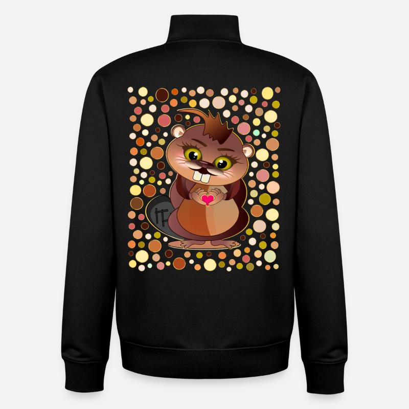 Points de castor - Sweat zippé unisexe en coton bio Stanley/Stella - noir