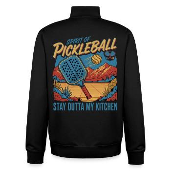 Pickleball-Geist von Pickleball Bleib mir raus - Unisex Organic Zip Sweatshirt von Stanley/Stella - Schwarz - Hinten - AI Model Male 185 light (185cm)