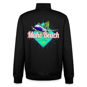 St. Maarten Airplane Caribbean Vintage Souvenir - Unisex Organic Zip Sweatshirt by Stanley/Stella - black - Back - AI Model Male 185 light (185cm)