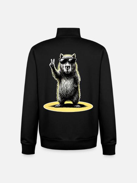 Paix de Capybara - Sweat zippé unisexe en coton bio Stanley/Stella - noir