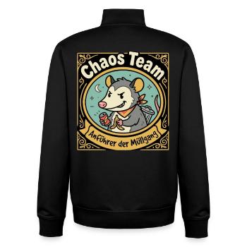 Opossum Chaos Team Müllgang Leader - Unisex Organic Zip Sweatshirt von Stanley/Stella - Schwarz - Hinten - AI Model Male 185 light (185cm)