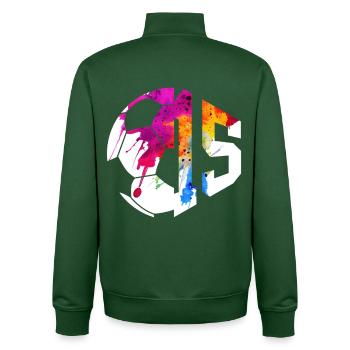 NO. 15 FOOTBALLER NUMBER 15 FOOTBALL 15TH BIRTHDAY - Unisex Organic Zip Sweatshirt by Stanley/Stella - bottle green - Back - AI Model Male 185 dark (185cm)