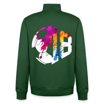 NO. 18 FOOTBALLER NUMBER 18 FOOTBALL 18TH BIRTHDAY - Unisex Organic Zip Sweatshirt by Stanley/Stella - bottle green - Back - AI Model Male 185 dark (185cm)