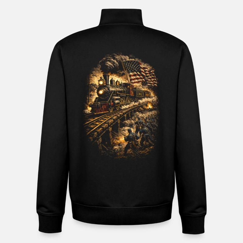 Chemin de fer miniature - Sweat zippé unisexe en coton bio Stanley/Stella - noir