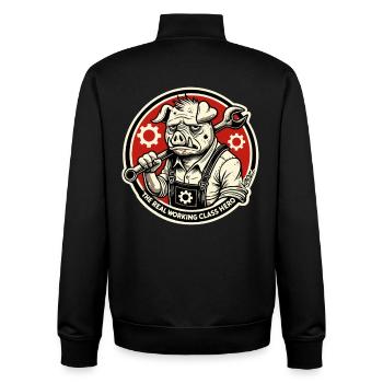 Le vrai héros de la classe ouvrière - Sweat zippé unisexe en coton bio Stanley/Stella - noir - Dos - AI Model Male 185 light (185cm)