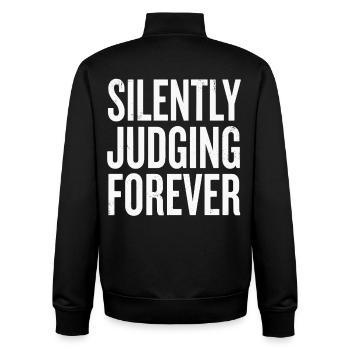 Silently Judging Forever Typography - Unisex Organic Zip Sweatshirt by Stanley/Stella - black - Back - AI Model Male 185 light (185cm)