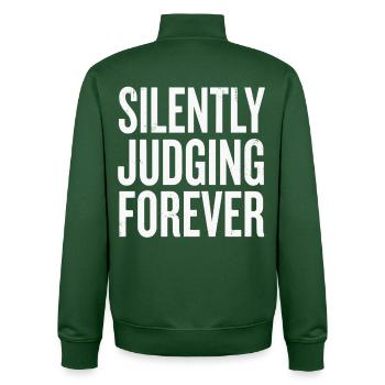 Silently Judging Forever Typography - Unisex Organic Zip Sweatshirt by Stanley/Stella - bottle green - Back - AI Model Male 185 dark (185cm)