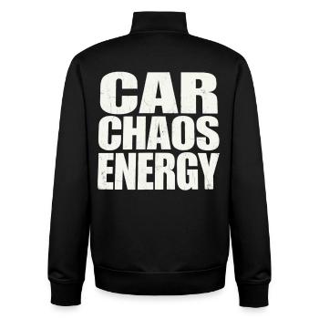 Car Chaos Energy Typografie - Unisex Organic Zip Sweatshirt von Stanley/Stella - Schwarz - Hinten - AI Model Male 185 light (185cm)