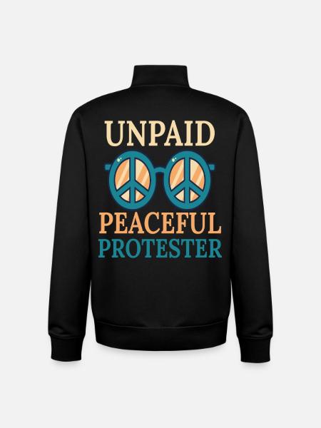 Unpaid Peaceful Protester Glasses - Unisex Organic Zip Sweatshirt by Stanley/Stella - black