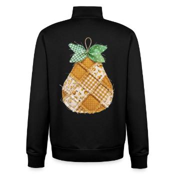 Faux Patchwork Pear Fruit Vintage-Quilt - Unisex Organic Zip Sweatshirt von Stanley/Stella - Schwarz - Hinten - AI Model Male 185 light (185cm)