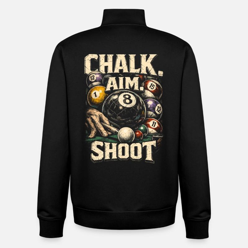 8-Ball Billiards Chalk Aim Shoot - Unisex Organic Zip Sweatshirt by Stanley/Stella - black