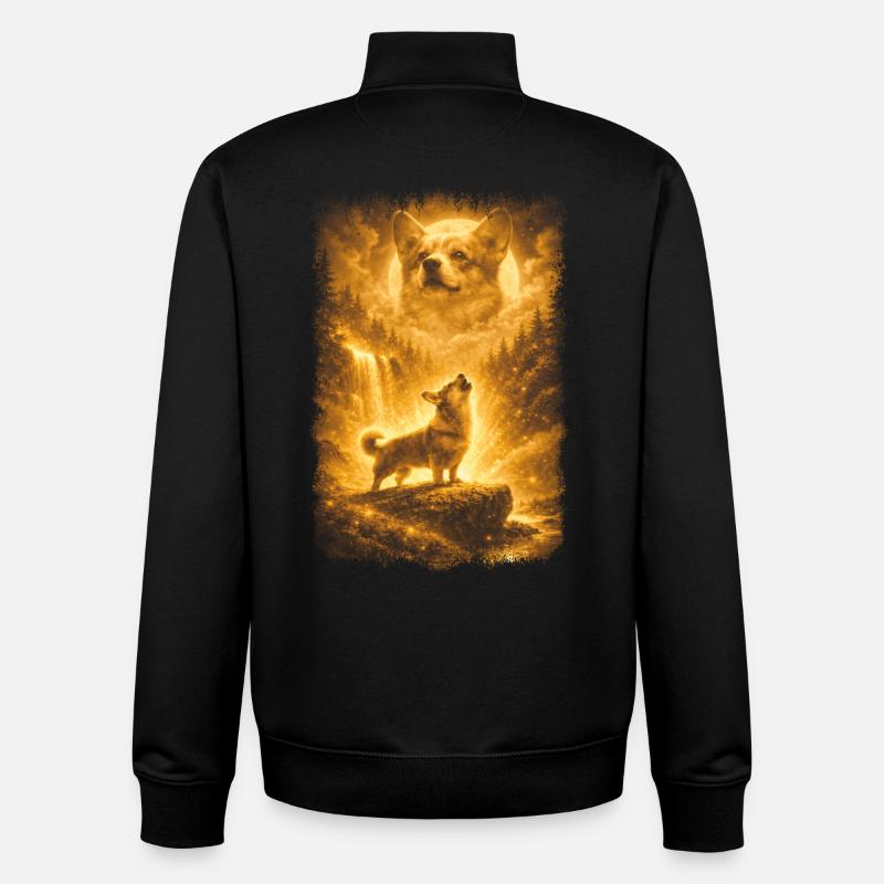 Corgi, Mond - Unisex Organic Zip Sweatshirt von Stanley/Stella - Schwarz