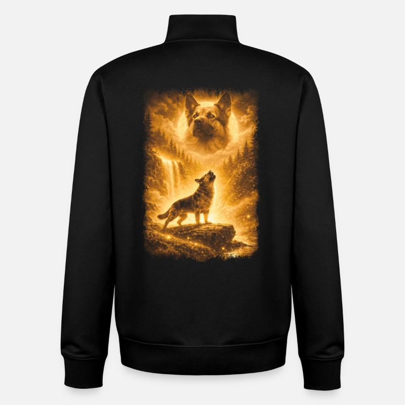 German Shepherd, Moon - Unisex Organic Zip Sweatshirt by Stanley/Stella - black