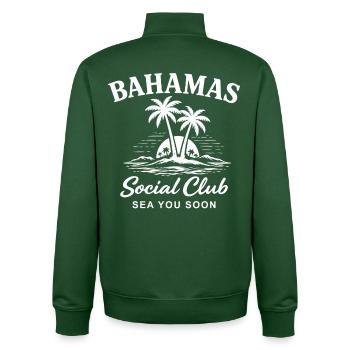 Bahamas Social Club Sea You Soon - Unisex Organic Zip Sweatshirt von Stanley/Stella - Flaschengrün - Hinten - AI Model Male 185 dark (185cm)