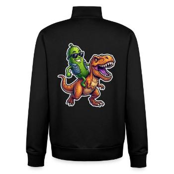 Sour cucumber rides dinosaur - Unisex Organic Zip Sweatshirt by Stanley/Stella - black - Back - AI Model Male 185 light (185cm)