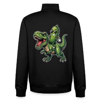 Sour cucumber rides dinosaur - Unisex Organic Zip Sweatshirt by Stanley/Stella - black - Back - AI Model Male 185 light (185cm)