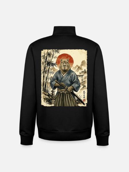 Samurai, Capybara, Japanische Kunst, Anime - Unisex Organic Zip Sweatshirt von Stanley/Stella - Schwarz