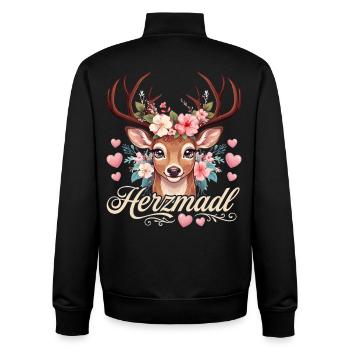 Herzmadl Shirt Damen Trachtenshirt Tracht Oberteil - Unisex Organic Zip Sweatshirt von Stanley/Stella - Schwarz - Hinten - AI Model Male 185 light (185cm)