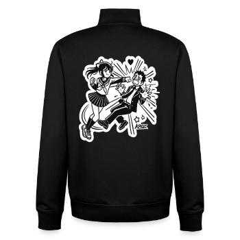 Scène de l’héroïne dans un manga anime - Sweat zippé unisexe en coton bio Stanley/Stella - noir - Dos - AI Model Male 185 light (185cm)
