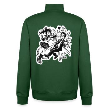 Manga-Anime-Mädchen-Heldin-Szene - Unisex Organic Zip Sweatshirt von Stanley/Stella - Flaschengrün - Hinten - AI Model Male 185 dark (185cm)