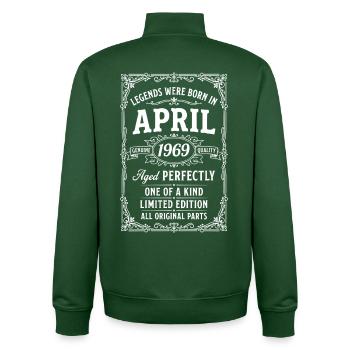 Awesome since April 1969 - Unisex Organic Zip Sweatshirt by Stanley/Stella - bottle green - Back - AI Model Male 185 dark (185cm)