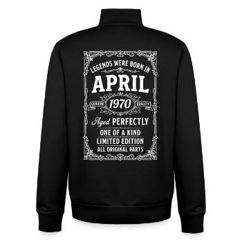 Awesome since April 1970 - Unisex Organic Zip Sweatshirt by Stanley/Stella - black - Back - AI Model Male 185 light (185cm)