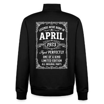 Awesome since April 1973 - Unisex Organic Zip Sweatshirt by Stanley/Stella - black - Back - AI Model Male 185 light (185cm)