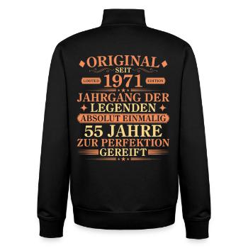 Original 1971 Jahrgang der Legenden 55 Jahre - Unisex Organic Zip Sweatshirt von Stanley/Stella - Schwarz - Hinten - AI Model Male 185 light (185cm)